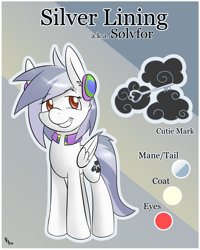 Size: 2048x2560 | Tagged: safe, artist:ponballoon, oc, oc only, oc:silver lining, oc:sølvfor, pegasus, pony, female, headphones, high res, mare, reference sheet, simple background, text