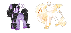 Size: 2700x1272 | Tagged: safe, artist:gigason, oc, oc only, oc:amethyst hollow, oc:solitaire, pegasus, pony, unicorn, cloven hooves, female, mare, simple background, transparent background