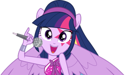 Size: 3158x1899 | Tagged: safe, artist:cloudy glow, twilight sparkle, human, equestria girls, g4, my little pony equestria girls: rainbow rocks, perfect day for fun, bare shoulders, cute, female, hairband, microphone, open mouth, open smile, rainbow rocks outfit, simple background, sleeveless, smiling, solo, transparent background, twiabetes, twilight sparkle (alicorn), vector, wings