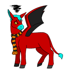 Size: 676x739 | Tagged: safe, artist:chili19, oc, oc only, oc:chili, hybrid, annoyed, bat wings, clothes, colored hooves, donkey oc, female, leonine tail, scarf, simple background, transparent background, wings