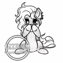 Size: 352x350 | Tagged: safe, artist:helithusvy, oc, oc only, pony, animated, black and white, commission, cute, female, frame by frame, freckles, gif, grayscale, heart, kissing, mare, monochrome, simple background, solo, spots, white background, ych result