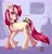 Size: 2092x2160 | Tagged: safe, artist:kaito_wivil, roseluck, earth pony, pony, g4, behaving like a cat, blushing, bow, chest fluff, collar, commissioner:doom9454, cute, cyrillic, ear fluff, female, fluffy, high res, looking at you, mare, mouth hold, pet collar, pet tag, pony pet, purring, rosepet, russian, smiling, solo, tail bow, translated in the description, unshorn fetlocks, yarn, yarn ball