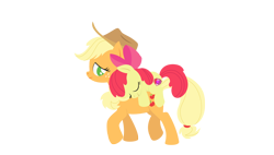 Size: 2160x1230 | Tagged: safe, anonymous artist, apple bloom, applejack, pony, series:fm holidays, g4, adorabloom, apple bloom riding applejack, apple sisters, cute, duo, eyes closed, female, lidded eyes, lineless, looking back, no pupils, ponies riding ponies, riding, siblings, simple background, sisters, sleeping, transparent background, walking