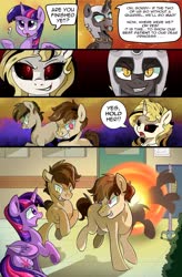 Size: 1280x1949 | Tagged: safe, artist:candyclumsy, twilight sparkle, oc, oc:everchanging, oc:fallenlight, alicorn, pony, comic:curse and madness, g4, comic, mlpcam, nurse, twilight sparkle (alicorn)