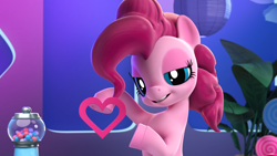 Size: 1920x1080 | Tagged: safe, screencap, pinkie pie, earth pony, pony, g4, hello pinkie pie, 3d, female, heart, mare, solo, youtube link