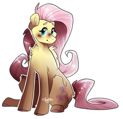 Size: 1122x1080 | Tagged: safe, artist:foxklt, fluttershy, pegasus, pony, g4, blushing, chest fluff, colored hooves, cute, female, folded wings, looking at you, looking sideways, mare, shyabetes, simple background, sitting, smiling, solo, three quarter view, transparent background, turned head, wings