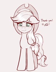 Size: 2550x3300 | Tagged: safe, artist:ratofdrawn, applejack, earth pony, pony, g4, blushing, cute, female, floppy ears, freckles, hat, high res, jackabetes, limited palette, mare, smiling, solo, speech
