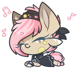 Size: 711x628 | Tagged: safe, artist:ak4neh, oc, oc only, oc:pop rock, pony, chibi, closed species, music notes, simple background, solo, transparent background, witchfae