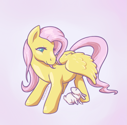 Size: 695x686 | Tagged: safe, artist:mothwizard, angel bunny, fluttershy, pegasus, pony, rabbit, g1, g4, animal, cute, duo, g4 to g1, generation leap, mane, shyabetes, signature, simple background, tail, white background, wings