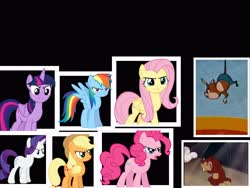 Size: 4000x3000 | Tagged: safe, editor:questphillips, applejack, fluttershy, pinkie pie, rainbow dash, rarity, twilight sparkle, alicorn, pony, g4, angry, crying, herman and katnip, herman the mouse, katnip the cat, mane six, sad, twilight sparkle (alicorn)