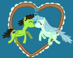 Size: 1280x1011 | Tagged: safe, artist:sb1991, fluttershy, oc, oc:film reel, pegasus, pony, g4, bubble, canon x oc, heart, heart bubbles, hearts and hooves day, holiday, kissing, shipping, underwater, valentine's day