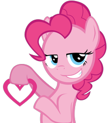 Size: 7003x7882 | Tagged: safe, artist:ace play, pinkie pie, earth pony, pony, g4, hello pinkie pie, absurd resolution, female, heart, lidded eyes, looking at you, mare, show accurate, simple background, smiling, smirk, solo, transparent background, vector