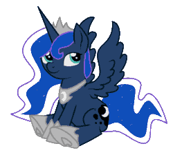 Size: 800x720 | Tagged: safe, artist:rumista, princess luna, alicorn, pony, g4, animated, crown, female, gif, hoof shoes, jewelry, peytral, regalia, simple background, sitting, solo, transparent background
