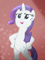 Size: 702x938 | Tagged: safe, screencap, rarity, pony, unicorn, fake it 'til you make it, g4, bipedal, confident, cropped, female, hooves on hips, mare, open mouth, pose, solo