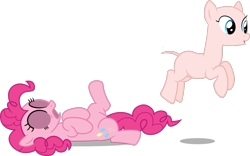 Size: 1371x857 | Tagged: safe, artist:lman225, artist:slb94, edit, editor:slayerbvc, vector edit, pinkie pie, earth pony, pony, g4, bald, cropped, female, furless, furless edit, mare, no shame, nudity, pinkie pie suit, ponysuit, pronking, shaved, shaved tail, simple background, solo, streaking, transparent background, vector