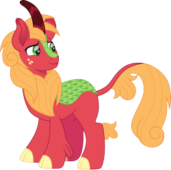 Size: 1500x1494 | Tagged: safe, artist:cloudy glow, big macintosh, kirin, g4, freckles, kirin-ified, male, simple background, solo, species swap, transparent background