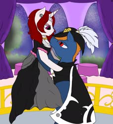 Size: 1933x2121 | Tagged: safe, artist:snow quill, oc, oc only, oc:mistress ecstacy, oc:moonsaber, cape, clothes, dancing, dress, hat, night, ych result