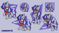 Size: 1280x720 | Tagged: safe, artist:tridashie, oc, oc:cinnabyte, adorkable, cinnabetes, commission, cute, dork, pack, party, ref, reference sheet, shock, smiling, yay, ych pack, your character here