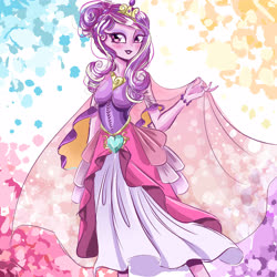 Size: 4000x4000 | Tagged: safe, artist:mrrowerscream, princess cadance, equestria girls, g4, abstract background, absurd resolution, clothes, dress, female, solo