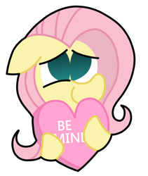 Size: 4118x4875 | Tagged: safe, artist:rainbowbacon, fluttershy, pony, g4, be mine, black outlines, cute, female, floppy ears, holding, holiday, mare, no pupils, outline, shyabetes, simple background, smiling, solo, three quarter view, transparent background, valentine, valentine's day