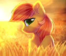 Size: 1024x878 | Tagged: safe, artist:alphadesu, oc, oc only, oc:crazy ivan, pony, backlighting, ear fluff, female, looking at you, mare, profile, sitting, smiling, solo, sunset