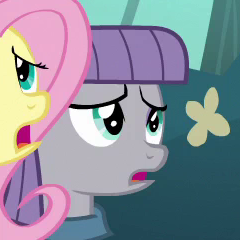 Size: 240x240 | Tagged: safe, screencap, fluttershy, maud pie, earth pony, pony, unicorn, g4, maud pie (episode), cropped, distressed, female, mare, open mouth, solo focus