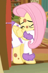 Size: 228x345 | Tagged: safe, screencap, fluttershy, pony, g4, hurricane fluttershy, season 2, animated, bathrobe, clothes, coughing, cropped, female, pony pox, robe, sick, solo