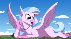 Size: 4820x2685 | Tagged: safe, artist:tinibirb, artist:tsitra360, color edit, edit, silverstream, classical hippogriff, hippogriff, g4, canterlot, cloudsdale, colored, commission, cute, diastreamies, equestria, female, giant hippogriff, giant/macro hippogriff, giantess, gigastream, high res, lineart, macro, ponyville, school of friendship, sketch, solo, twilight's castle, underhoof