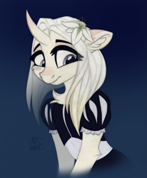 Size: 2877x3500 | Tagged: safe, artist:airfly-pony, oc, oc only, oc:lilith lo-42, android, pony, robot, robot pony, unicorn, clothes, female, high res, maid, shy