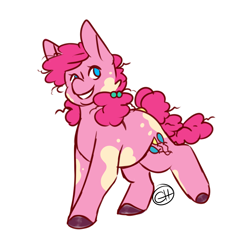 Size: 2000x2000 | Tagged: safe, artist:gnomehuts, pinkie pie, earth pony, pony, g4, alternate design, female, high res, looking at you, mare, simple background, sketch, solo, white background