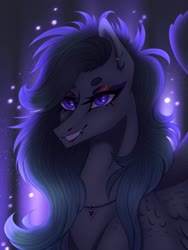 Size: 1536x2048 | Tagged: safe, artist:steffanie-remony, oc, oc only, oc:noize, pegasus, pony, bust, lipstick, looking at each other, makeup, piercing, portrait, smiling, solo