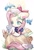 Size: 692x1024 | Tagged: safe, artist:puzi, fluttershy, bird, fawn, pegasus, pony, rabbit, squirrel, g4, animal, bow, clothes, crossover, cute, dress, female, floppy ears, floral head wreath, flower, hair bow, looking at something, mare, no pupils, princess, shyabetes, sitting, snow white, solo, spread wings, three quarter view, wings