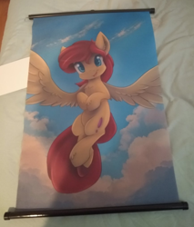 Size: 868x1020 | Tagged: safe, artist:ardail, oc, oc only, oc:chit-chat, pegasus, pony, bed, female, irl, midwest brony fest, pegasus oc, photo, picture, scroll, solo