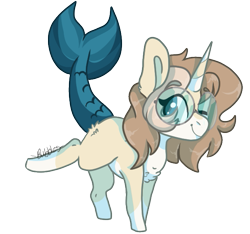 Size: 623x583 | Tagged: safe, artist:bubble-trouble-owo, oc, oc only, oc:bubbles, pony, unicorn, chibi, female, fish tail, glasses, mare, simple background, solo, transparent background