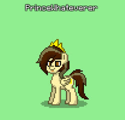 Size: 311x298 | Tagged: safe, oc, oc only, oc:prince whateverer, pegasus, pony, pony town, green background, male, pixel art, screenshots, simple background, solo, stallion