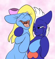 Size: 935x1012 | Tagged: safe, artist:penandpapernsfw, oc, oc:cuteamena, oc:electric blue, pony, card, electricute, esophagus, hearts and hooves day, holiday, laughing, mawshot, oc x oc, open mouth, shipping, simple background, slimy, smiling, taste buds, tongue out, uvula, valentine's day