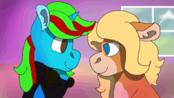 Size: 1920x1080 | Tagged: safe, artist:euspuche, oc, oc:ayma, oc:wander bliss, pony, animated, commission, eyes closed, frame by frame, gif, kissing, looking at each other
