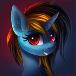 Size: 2000x2000 | Tagged: safe, artist:atlas-66, oc, oc only, pony, unicorn, bust, chest fluff, high res, portrait, red eyes, solo