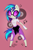 Size: 1000x1500 | Tagged: safe, artist:ariamidnighters, dj pon-3, vinyl scratch, unicorn, anthro, unguligrade anthro, g4, colored hooves, cute, female, mare, music notes, pink background, simple background, smiling, solo, speedpaint available, vinyl disc, vinylbetes