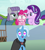 Size: 1280x1436 | Tagged: safe, edit, edited screencap, screencap, maud pie, pinkie pie, starlight glimmer, trixie, earth pony, pony, unicorn, g4, magic duel, rock solid friendship, alicorn amulet, bag, female, heart eyes, lesbian, saddle bag, ship:mauxie, ship:startrix, ship:trixiepie, shipping, shipping domino, trixie gets all the mares, wingding eyes