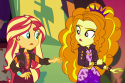 Size: 1540x1020 | Tagged: safe, screencap, adagio dazzle, sunset shimmer, equestria girls, equestria girls series, g4, sunset's backstage pass!, spoiler:eqg series (season 2), cropped, female