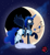 Size: 2500x2700 | Tagged: safe, artist:darkprinceismyname, idw, princess luna, alicorn, pony, g4, reflections, spoiler:comic, arrow, artemis (greek mythology), artemis luna, bow (weapon), bow and arrow, clothes, cloud, crescent moon, dress, female, high res, levitation, magic, mirror universe, moon, raised hoof, solo, telekinesis, weapon