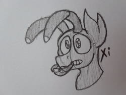 Size: 2576x1932 | Tagged: safe, artist:drheartdoodles, oc, oc only, oc:xi, ant, ant pony, insect, original species, antennae, bust, mandibles, portrait, solo, traditional art