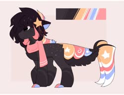 Size: 1600x1221 | Tagged: safe, artist:php146, oc, oc only, oc:akatsuki, original species, pony, suisei pony, chest fluff, closed species, clothes, color palette, ethereal mane, male, reference sheet, scarf, simple background, solo, starry mane, stars