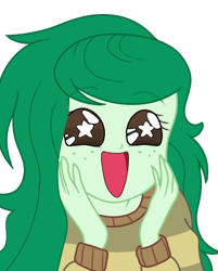 Size: 386x480 | Tagged: safe, artist:scampy, wallflower blush, equestria girls, g4, cute, eyebrows, eyebrows visible through hair, female, flowerbetes, open mouth, open smile, reaction image, sailor moon (series), simple background, smiling, solo, starry eyes, transparent background, wingding eyes