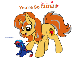 Size: 3000x2585 | Tagged: safe, artist:aaathebap, oc, oc only, oc:centreus feathers, oc:cinderheart, dracony, dragon, hybrid, pony, adorable distress, commission, cute, duo, female, grumpy, heart, heart eyes, high res, lesbian, mare, micro, shrunk, simple background, sitting, transparent background, wingding eyes