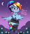 Size: 4304x4892 | Tagged: safe, artist:pabbley, rainbow dash, pegasus, pony, absurd resolution, adorasexy, alternate hairstyle, beautiful, beautisexy, black dress, blushing, choker, clothes, crescent moon, cute, daaaaaaaaaaaw, dashabetes, date night, dialogue, dress, ear piercing, eyelashes, female, flying, heart, heart eyes, hoof polish, hooves to the chest, little black dress, looking at you, mare, moon, night, piercing, ponytail, rainbow dash always dresses in style, see-through, sexy, shoes, socks, solo, stars, stupid sexy rainbow dash, tail wrap, thigh highs, tomboy taming, wingding eyes, zettai ryouiki