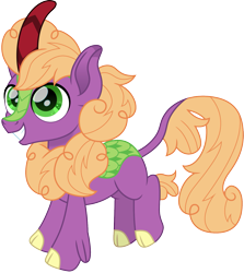 Size: 1335x1500 | Tagged: safe, artist:cloudy glow, little mac, kirin, g4, cute, kirin-ified, male, simple background, smiling, solo, species swap, transparent background