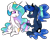 Size: 1000x800 | Tagged: safe, artist:distractedsketching, artist:theluckyangel, princess celestia, princess luna, alicorn, pony, g4, alternate hairstyle, blushing, bow, crown, cute, cutelestia, duo, female, hair bow, jewelry, lunabetes, mane styling, mare, open mouth, ponytail, profile, regalia, royal sisters, sibling love, siblings, simple background, sisterly love, sisters, sitting, transparent background