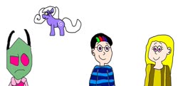 Size: 1286x621 | Tagged: safe, artist:mikejeddynsgamer89, oc, alien, earth pony, human, pony, 1000 hours in ms paint, glasses, invader zim, simple background, white background
